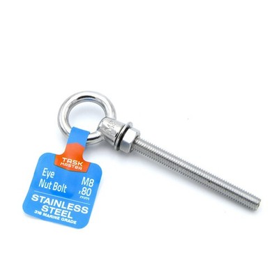 Taskmaster 8 x 80mm 316 Stainless Steel Eye / Bolt Nut 2 pcs Hardware