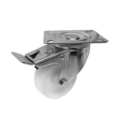 Move It 80mm 120kg White Polypropylene Swivel Plate Castor with Brake