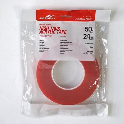 Moroday 24mm x 50m Clear Double Sided Hi Tack Polyester Tape Hardware Plumbing