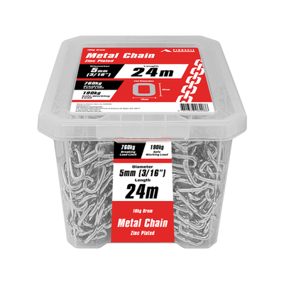 Pinnacle 5mm 3/16" x 24m Zinc Plated Chain Hardware