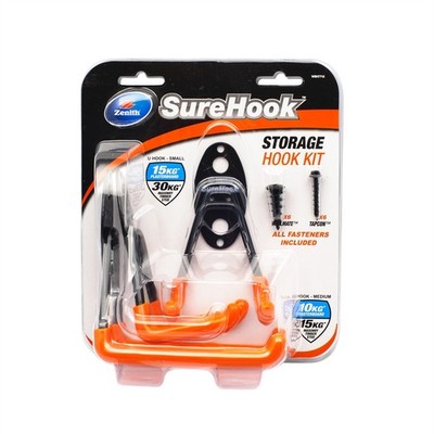 Zenith 10 / 30kg Black SureHook Small And Medium Storage Hook Kit - 3 pieces