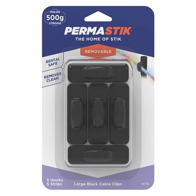 Permastik Large Black Cable Clips - 5 pieces Car Wiring Adapter