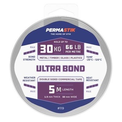 Permastik 5m x 32mm Ultra Bond Mounting Tape Plumbing