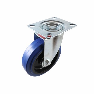Easyroll 125mm 150kg Blue Rubber Heavy Duty Castor Hardware