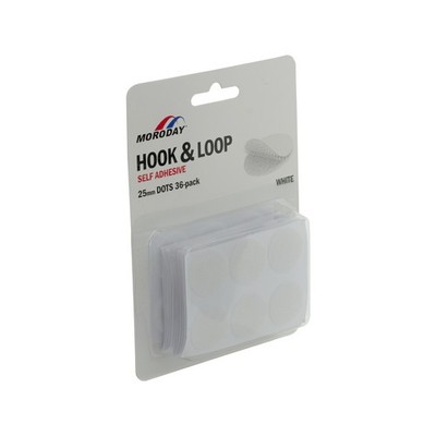 Moroday 25mm White Hook And Loop Self Adhesive Dots - 36 pieces Hardware