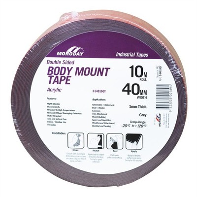 Moroday 40mm x 10m Grey Double Sided Body Mounting Tape Plumbing