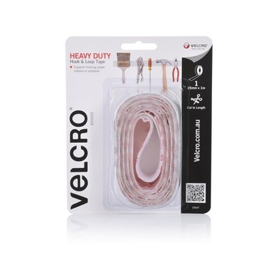 VELCRO Brand 25mm x 1m White Heavy Duty Hook And Loop Tape Plumbing
