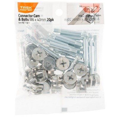 Taskmaster M6 x 40mm Connector Cam & Bolts - 20 pieces Car Wiring Adapter