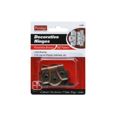 Prestige 45mm 602 Pattern Florentine Bronze Decorative Butt Hinges - 2 pieces