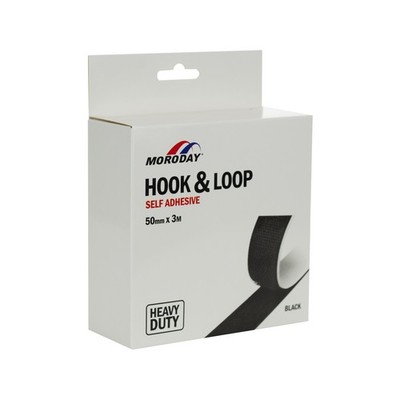 Moroday 50mm x 3m Black Hook And Loop Heavy Duty Self Adhesive Hardware