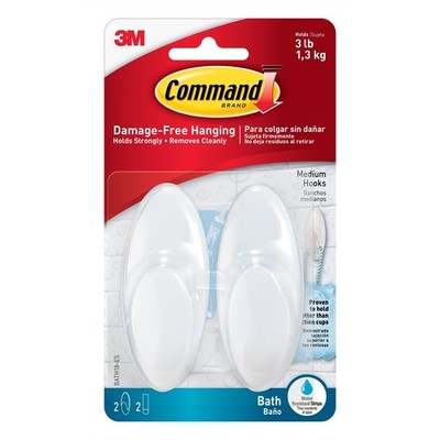 Command Medium Frosted Bath Hook - 2 pieces Hardware