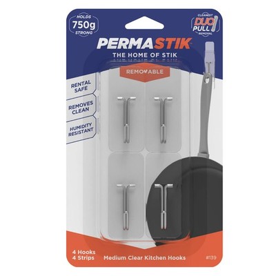 Permastik Medium Clear Kitchen Hooks 2 pcs Home Fixture
