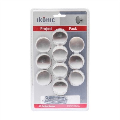 Ikonic 37mm Brushed Nickel Round Knob - Card of 10 Door Hardware