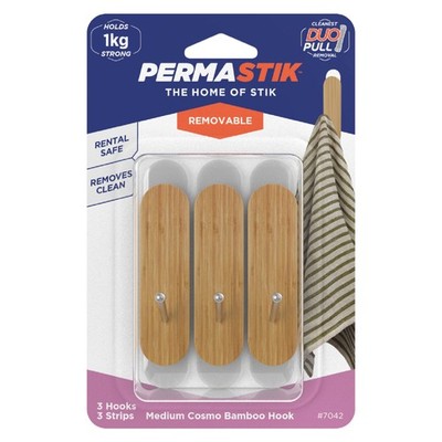 Permastik Medium Bamboo Cosmo Hooks - 3 pieces Hardware