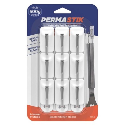 Permastik Small Kitchen Hooks - 9 pieces Home Fixture