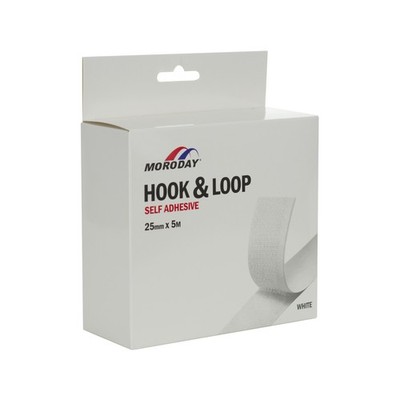 Moroday 25mm x 5m White Hook And Loop Self Adhesive Hardware