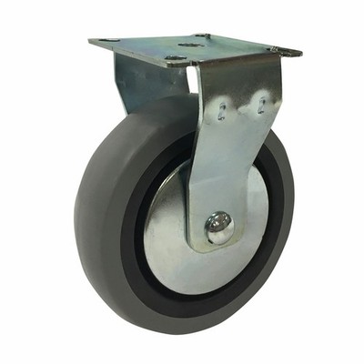 Easyroll 100mm 55kg Grey Rubber Fixed Plate Castor Hardware