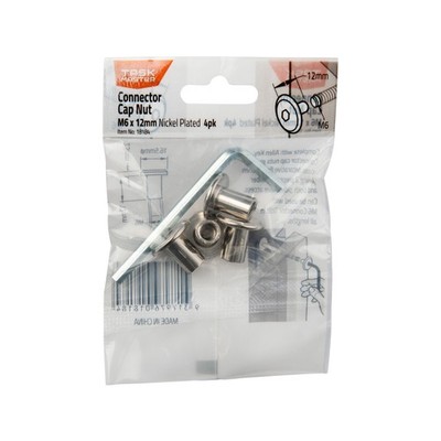 Taskmaster M6 x 12mm Nickel Plated Connector Cap Nut 2 pcs Car Wiring Adapter