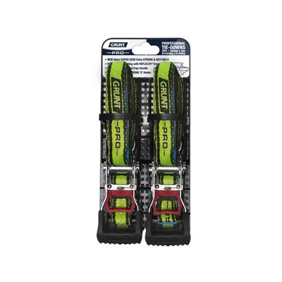 Grunt Pro 25mm x 4m Ratchet Tie Down - 2 pieces Hardware