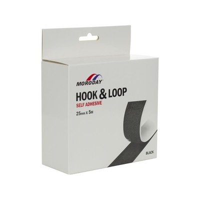 Moroday 25mm x 5m Black Hook And Loop Self Adhesive Hardware