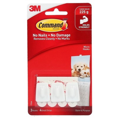 Command White Adhesive Micro Hooks 2 pcs Hardware