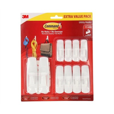 Command™ White Adhesive Mixed Hooks Value Pack - 10 pieces Hardware