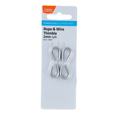 Taskmaster 2mm 316 Stainless Steel Rope Thimble 4 pcs Hardware
