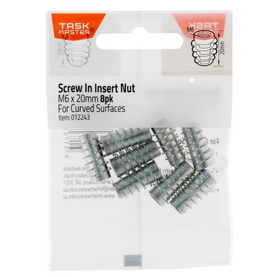 Taskmaster M6 x 20mm Screw-In Insert Nut Curved Surfaces 2 pcs Hardware