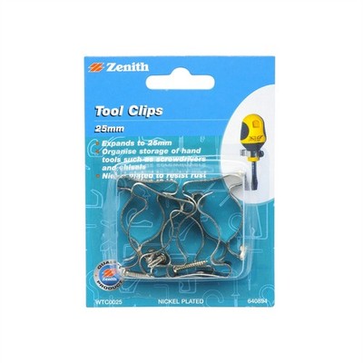 Zenith 25mm Nickel Plated Tool Clip - 5 pieces Workshop Tool