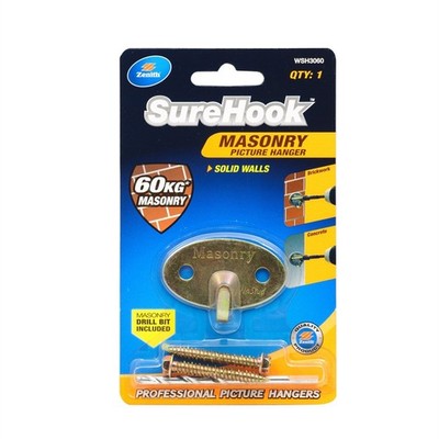 Zenith 60kg Zinc Plated SureHook Masonry Picture Hanger Hardware