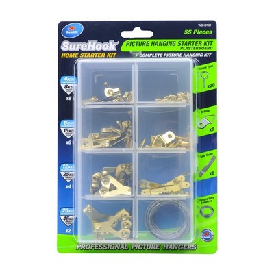Zenith 4 / 45kg Brass Plated SureHook 55 Piece Plasterboard Picture Hanging Star