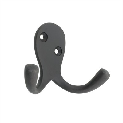 Zenith 30mm Matte Black Double Robe Hook Hardware