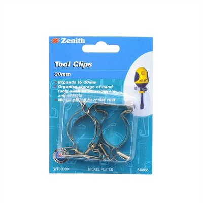 Zenith 30mm Nickel Plated Tool Clip 2 pcs Workshop Tool