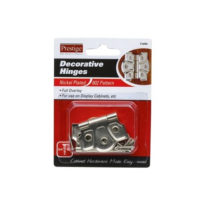 Prestige 45mm 602 Pattern Nickel Plated Decorative Butt Hinges - 2 pieces