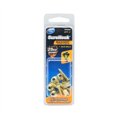 Zenith 25kg Brass Plated SureHook Masonry Picture Hanger - 2 pieces Hardware