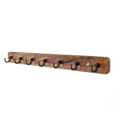 Adoored 7 Black Hook Rustic Board Key Rack Door Hardware