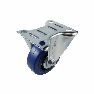 Easyroll 75mm 90kg Blue Rubber Fixed Castor Hardware