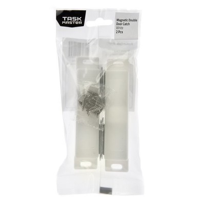 Taskmaster 87mm White Magnetic Double Door Catch - White 2 pcs Door Hardware