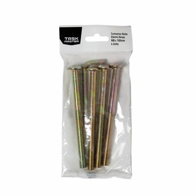 Taskmaster Brass M8 x 100mm Connector Bolt - 4 pieces Car Wiring Adapter