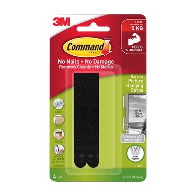 Command Black Narrow Picture Hanging Strips - 4 pieces Hardware