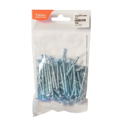Taskmaster 5/32 x 50mm Zinc Snap Off Screw - 50 Pack - 440x1000mm Hardware