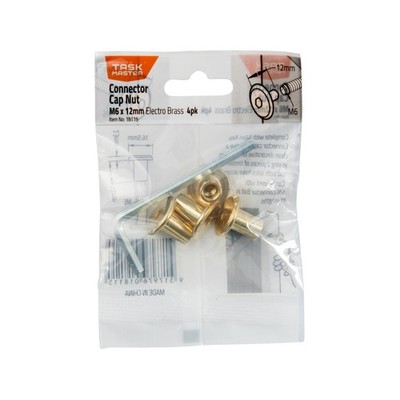 Taskmaster M6 x 12mm Gold Connector Cap Nut - Gold 2 pcs Car Wiring Adapter