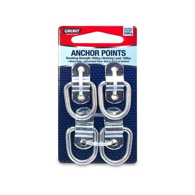 GRUNT Galvanised D Ring Anchor Points - 4 pieces Hardware