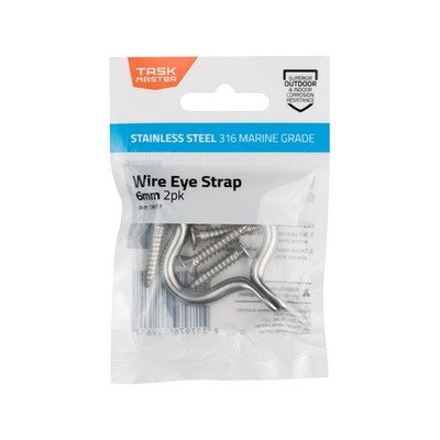 Taskmaster 6mm 316 Stainless Steel Wire Eye Strap 2 pcs Hardware