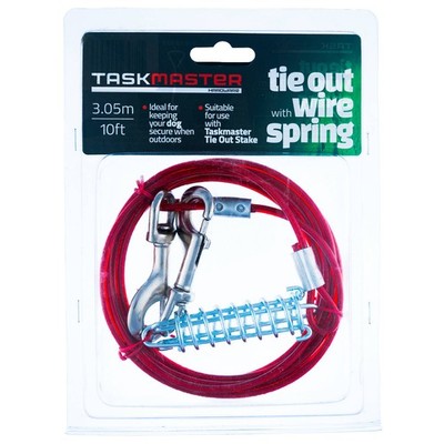 Taskmaster 5mm x 10ft Long Tie Out Wire with Spring Hardware