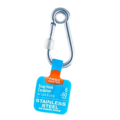 Taskmaster 6 x 60mm 316 Stainless Steel Snap Hook Lock and Loop 2 pcs