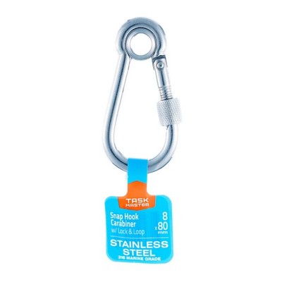 Taskmaster 8 x 80mm 316 Stainless Steel Snap Hook Lock and Loop Door Hardware