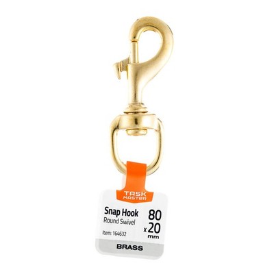 Taskmaster 15 x 80mm Brass DuraLoc Round End Snap Hook Hardware