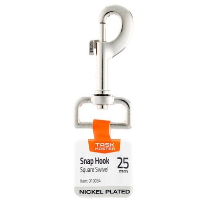 Taskmaster 25mm Nickel Plated Square Swivel Snap Hook 4 pcs Hardware