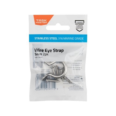 Taskmaster 5mm 316 Stainless Steel Wire Eye Strap 2 pcs Hardware